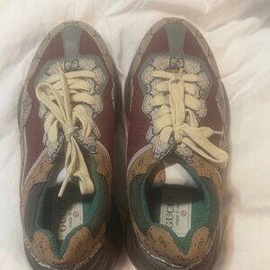 Gucci Burgundy and Beige Sneakers